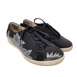 Dansko Olisa Sneaker Womens Floral Silver Foil Lace Up Low Top Brown Size 37